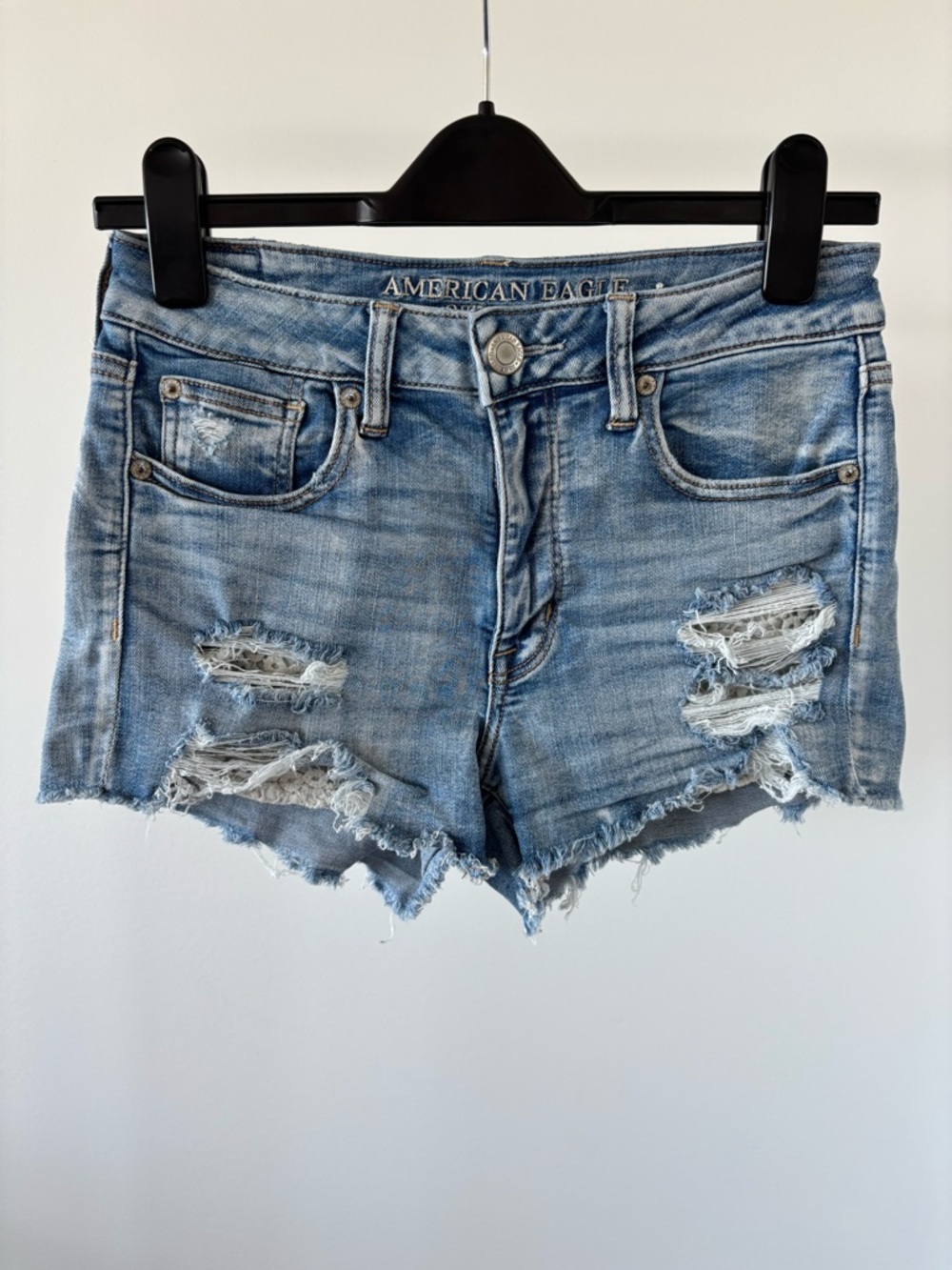 | American Eagle Outfitters | Distressed with Lace Denim Shorts size 6